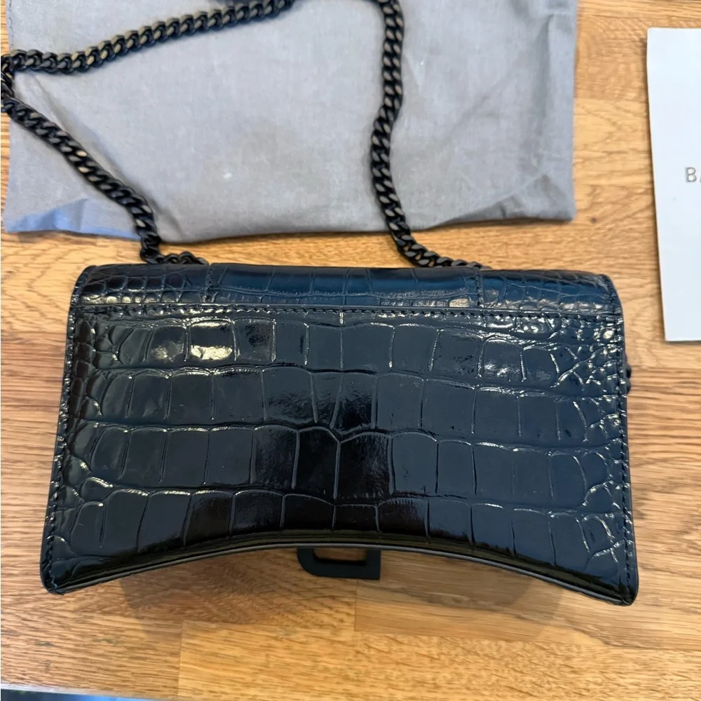 Balenciaga Black Croc-Embossed Crossbody Bag - Picture 2 of 7